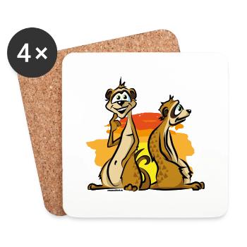Bande dessinée Meerkat Africa - Dessous de verre (lot de 4) - blanc - Devant