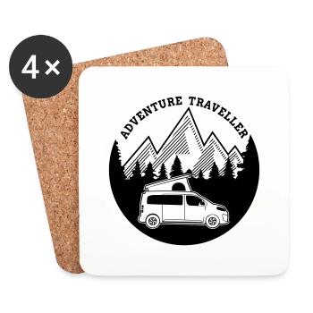 Adventure Traveller Campster Van - Coasters (set of 4) - white - Front