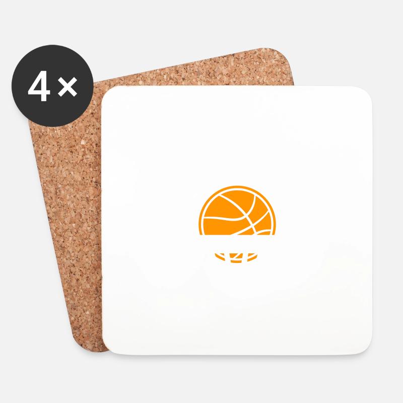 Basketball mit Korb zum selber gestalten - Untersetzer (4er-Set) - Weiß