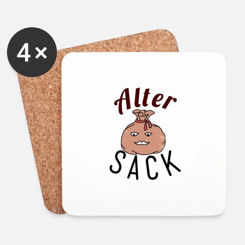 Alter Sack - Untersetzer (4er-Set) - Weiß