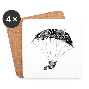 Paraglider feather feather light paraglider - Coasters (set of 4) - white - Front
