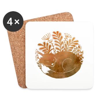 Lis - Renard - Dessous de verre (lot de 4) - blanc - Devant