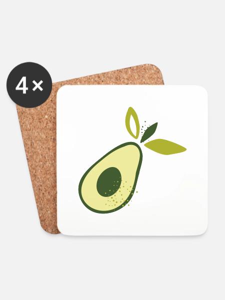 Avocado. Bio print. Vegan print. Food print. - Untersetzer (4er-Set) - Weiß