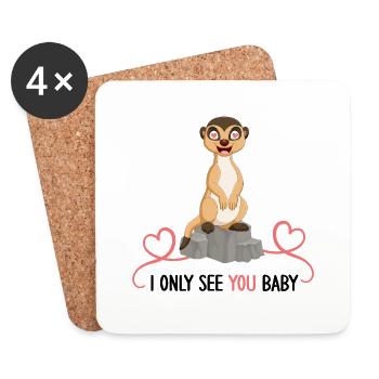 valentine's day meerkat only see you babe love - Coasters (set of 4) - white - Front