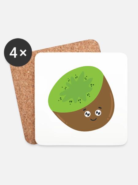 Kiwi - Untersetzer (4er-Set) - Weiß