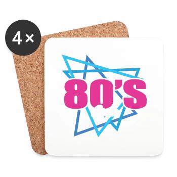 Chemises de style années 80 et cadeaux des années 80 1980 - Dessous de verre (lot de 4) - blanc - Devant