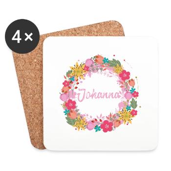 johanna ,blumen,blumenkranz,floral,illustrati - Untersetzer (4er-Set) - Weiß - Vorne