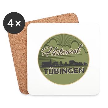 tübingen,skyline,circle, scissor cut, green,retro - Coasters (set of 4) - white - Front