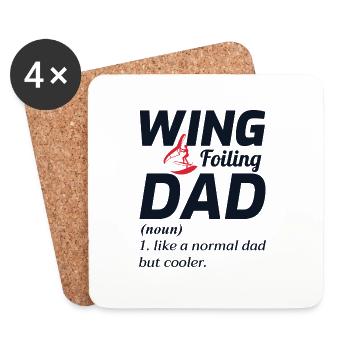 Wing Foiling Hydrofoil Surfing Dad Fathers Day - Coasters (set of 4) - white - Front
