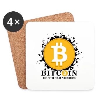 Bitcoin Logo - Krypto Fan - Kryptowährung Bitcoin - Untersetzer (4er-Set) - Weiß - Vorne