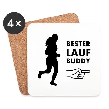 Bester Laufbuddy - Untersetzer (4er-Set) - Weiß - Vorne