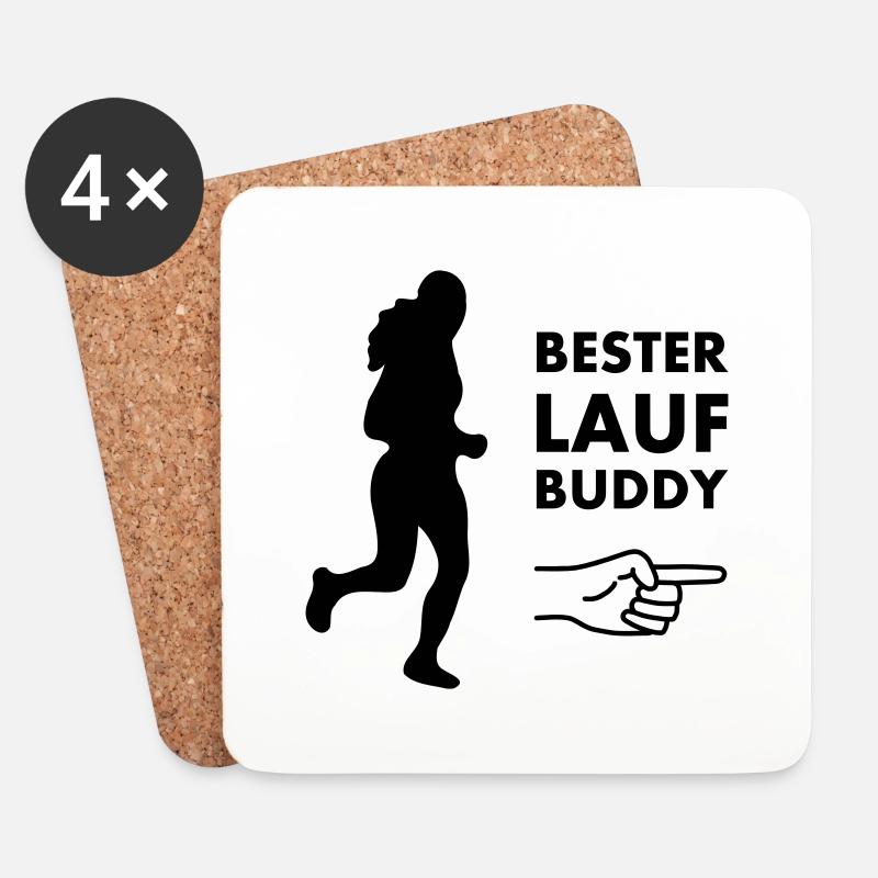 Bester Laufbuddy - Untersetzer (4er-Set) - Weiß