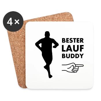 Bester Laufbuddy - Untersetzer (4er-Set) - Weiß - Vorne