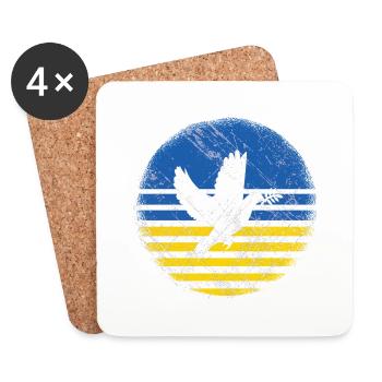 Ukraine Shirt with Dove of Peace - Coasters (set of 4) - white - Front