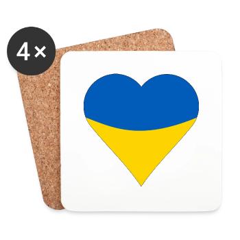 Drapeau de l’Ukraine, je suis avec l’Ukraine - Dessous de verre (lot de 4) - blanc - Devant