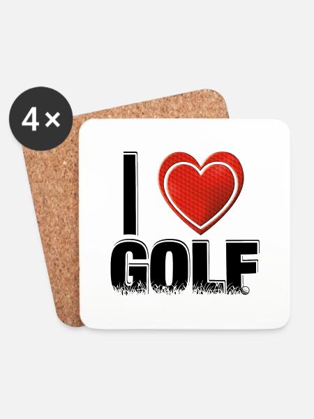 I love GOLF! - Untersetzer (4er-Set) - Weiß