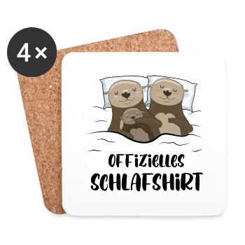 Offizielles Otter Schlafshirt - Untersetzer (4er-Set) - Weiß - Vorne