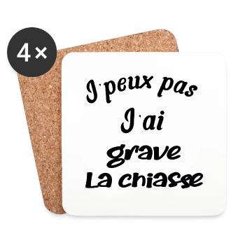 j'peux pas, j'ai grave la chiasse - Dessous de verre (lot de 4) - blanc - Devant
