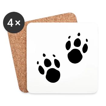 Animal trail Empreinte de pattes Amoureux des animaux - Dessous de verre (lot de 4) - blanc - Devant