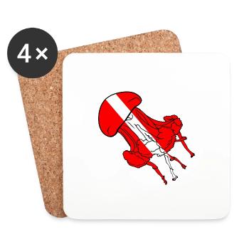 Jellyfish on diver's flag - Coasters (set of 4) - white - Front
