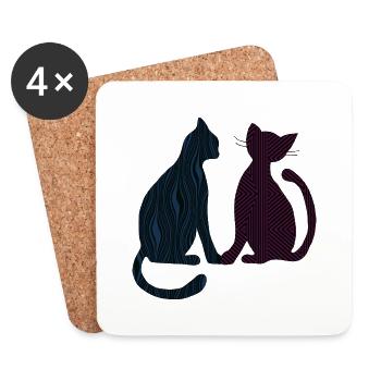 Katzen - Untersetzer (4er-Set) - Weiß - Vorne