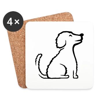 Sitzender glücklicher braver Hund - Untersetzer (4er-Set) - Weiß - Vorne