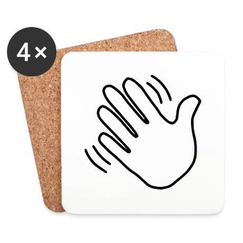 Emoji Hand winken Skizze schwarz - Untersetzer (4er-Set) - Weiß - Vorne