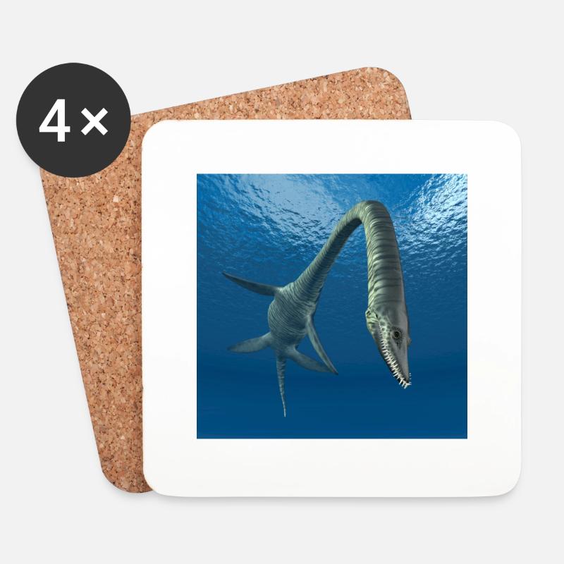Plesiosaurier Elasmosaurus - Untersetzer (4er-Set) - Weiß