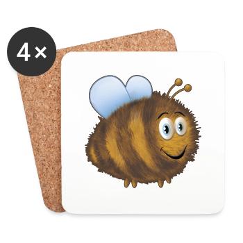 Funny fat bumblebee - Coasters (set of 4) - white - Front