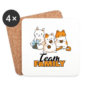 équipe famille chat biscuits collègues de travail seekatze - Dessous de verre (lot de 4) - blanc - Devant