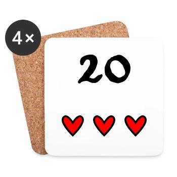 20 JAHRE. 20-jähriges JUBILÄUM. JUBILÄUM 20 JAHRE. - Untersetzer (4er-Set) - Weiß - Vorne