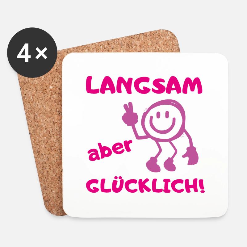 muddy run langsam glücklich Lauf Team Motto Shirt - Untersetzer (4er-Set) - Weiß