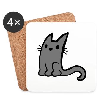 Cute little grey cat - Coasters (set of 4) - white - Front