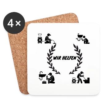 Klempner Wir Helfen weiss - Untersetzer (4er-Set) - Weiß - Vorne