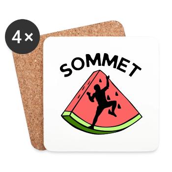 sommet pastèque escalade humour cadeau - Dessous de verre (lot de 4) - blanc - Devant