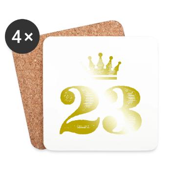 23 Chiffre Couronne Or - Dessous de verre (lot de 4) - blanc - Devant