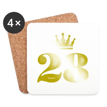 28 Zahl Krone Gold - Untersetzer (4er-Set) - Weiß - Vorne