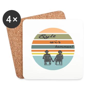 Sylt wir kommen! - cooles Design im Vintage-Look - Untersetzer (4er-Set) - Weiß - Vorne