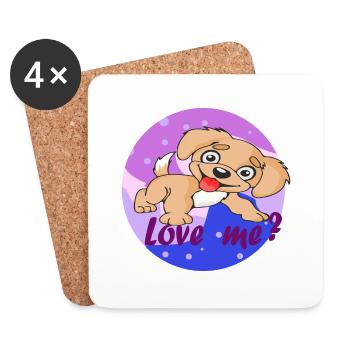 Cute puppy - Love me - Love me! - Coasters (set of 4) - white - Front