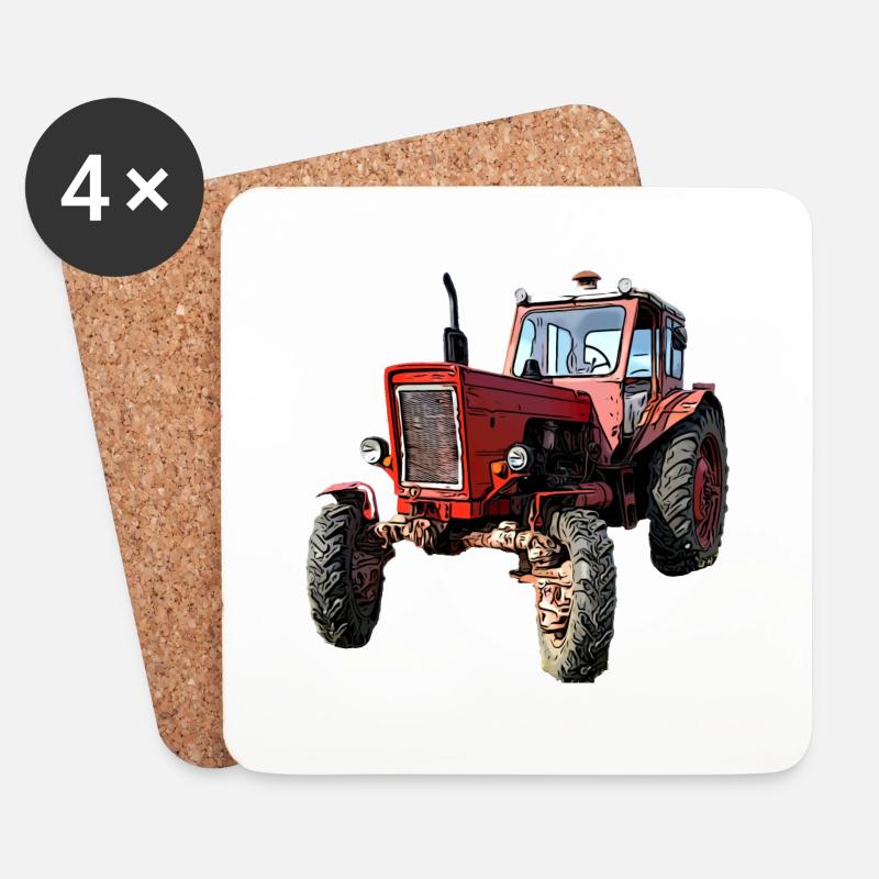 Traktor Belarus MTS 50 / 52 - Untersetzer (4er-Set) - Weiß