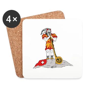 Alphorn, Wiltsch, Lustig, Schweiz, Haslital, Cool - Untersetzer (4er-Set) - Weiß - Vorne