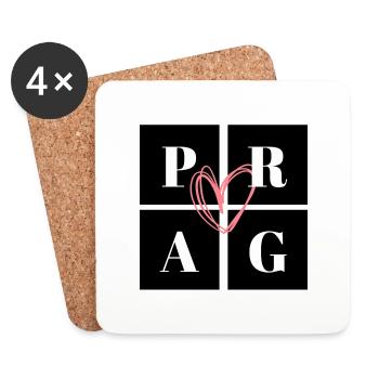 Prag mit Herz - Untersetzer (4er-Set) - Weiß - Vorne
