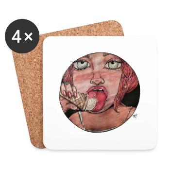 Ice Cream Girl - Coasters (set of 4) - white - Front