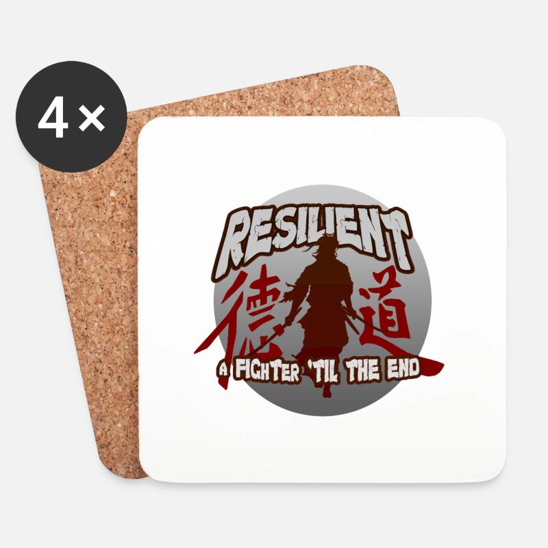 Resilient - Samurai Warrior Thema - Untersetzer (4er-Set) - Weiß