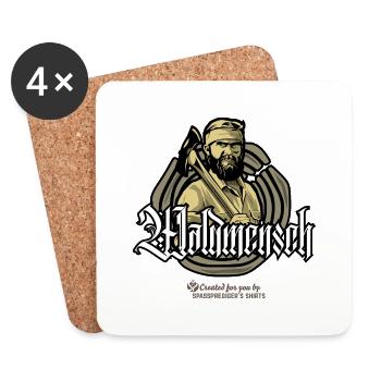 Holzfaller T-Shirt Design Waldmensch - Untersetzer (4er-Set) - Weiß - Vorne