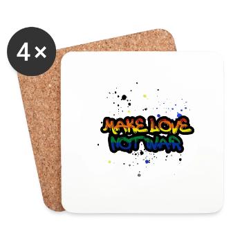 faire l’amour pas la guerre, arc-en-ciel, graffiti, art, art - Dessous de verre (lot de 4) - blanc - Devant