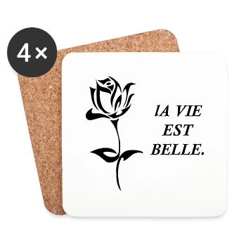 T-shirt la vie est belle - Dessous de verre (lot de 4) - blanc - Devant