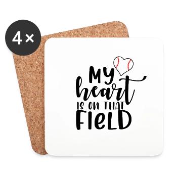 My Heart Is On That Field baseball mom mama - Coasters (set of 4) - white - Front