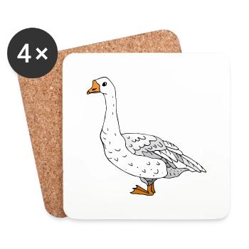 Gans - Untersetzer (4er-Set) - Weiß - Vorne