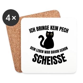 schwarze katze pech unglück - Untersetzer (4er-Set) - Weiß - Vorne